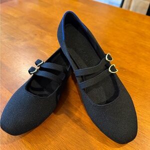 Rothy's Black The Double Buckle Mary Jane Knit Flats 6.5